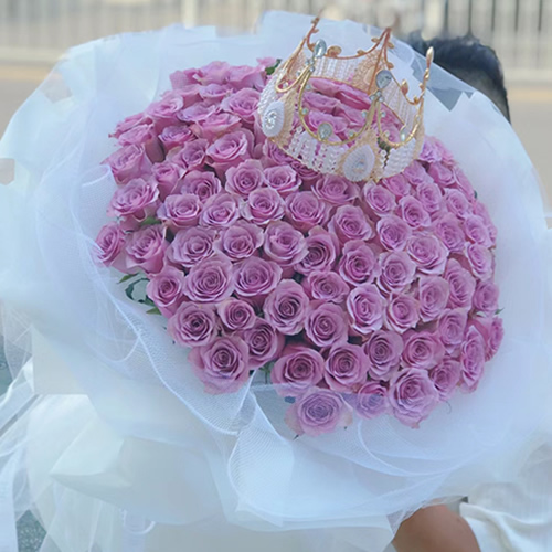 鲜花：爱情港湾 99枝紫玫瑰