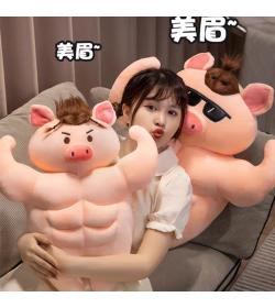 卡通肌肉猪公仔毛绒玩具公仔猪猪玩偶