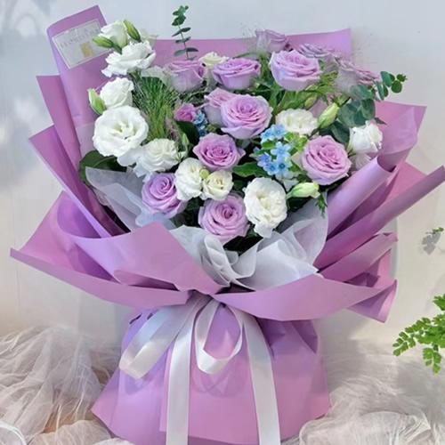 鲜花：遇见最美的你 12枝紫玫瑰