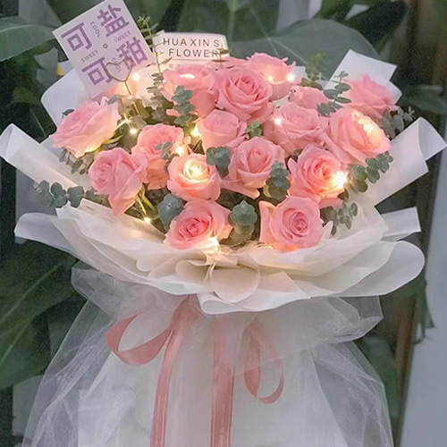 鲜花：粉红恋人 29枝粉玫瑰