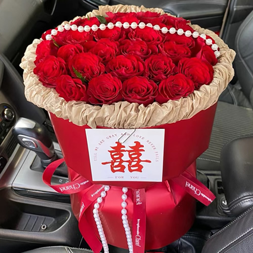 鲜花：爱妻 27枝红玫瑰