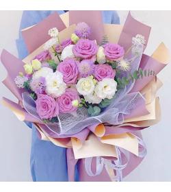 鲜花：幸福的礼物 9枝紫玫瑰
