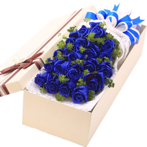鲜花：恋恋不忘 19枝蓝玫瑰