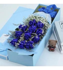 鲜花：动情时刻 11枝蓝玫瑰