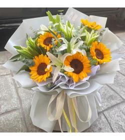 鲜花：情记心间 向日葵百合