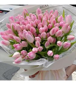 鲜花：心与你同在 99枝粉色郁金香