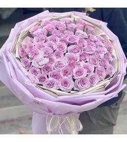 鲜花：紫色的梦 52枝紫玫瑰