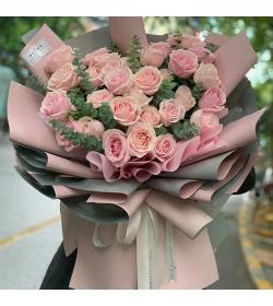 鲜花：爱是魔药 33枝粉玫瑰