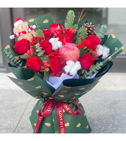 圣诞鲜花：亲密爱人 9枝红玫