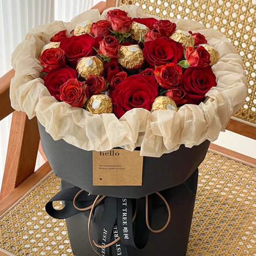 鲜花：幸福的恋人 玫瑰巧克力