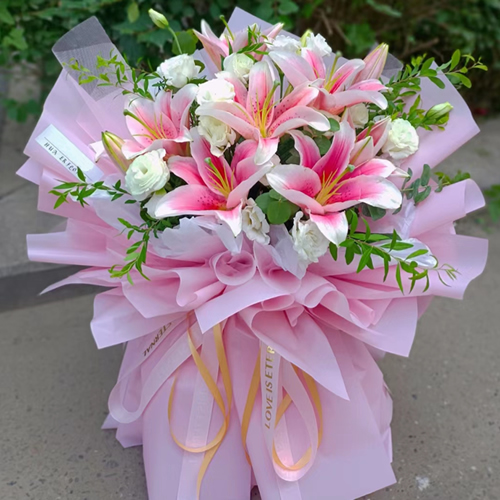 鲜花：美好时光  9朵粉百合