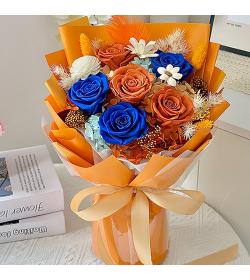 永生花：橙色小花束