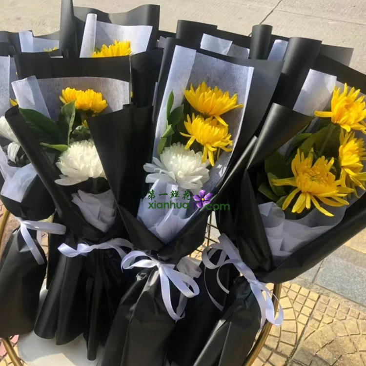 3枝黄白菊花，可以混色也可以纯色装（10束起售）
